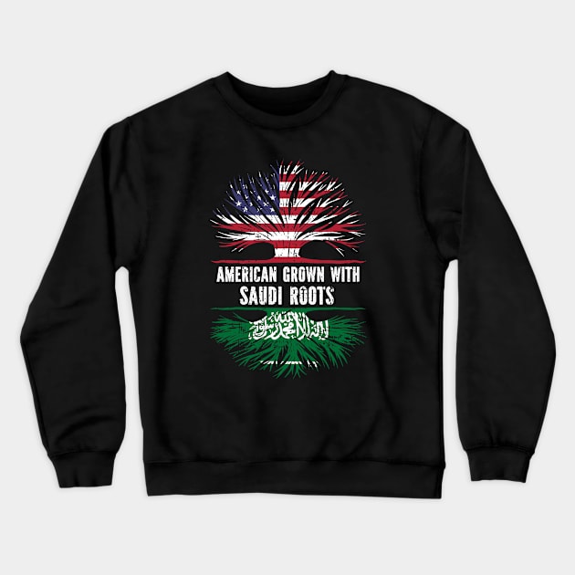 American Grown with Saudi Roots USA Flag Crewneck Sweatshirt by silvercoin